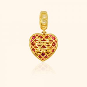 916 Gold Double Happiness Heart Pendant gold jewellery in singapore