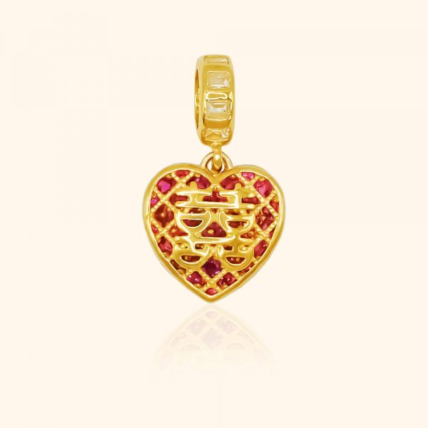 916 Gold Double Happiness Heart Pendant gold jewellery in singapore