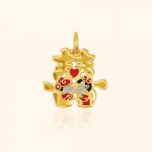 916 Gold Double Happiness Pendant gold jewellery in singapore