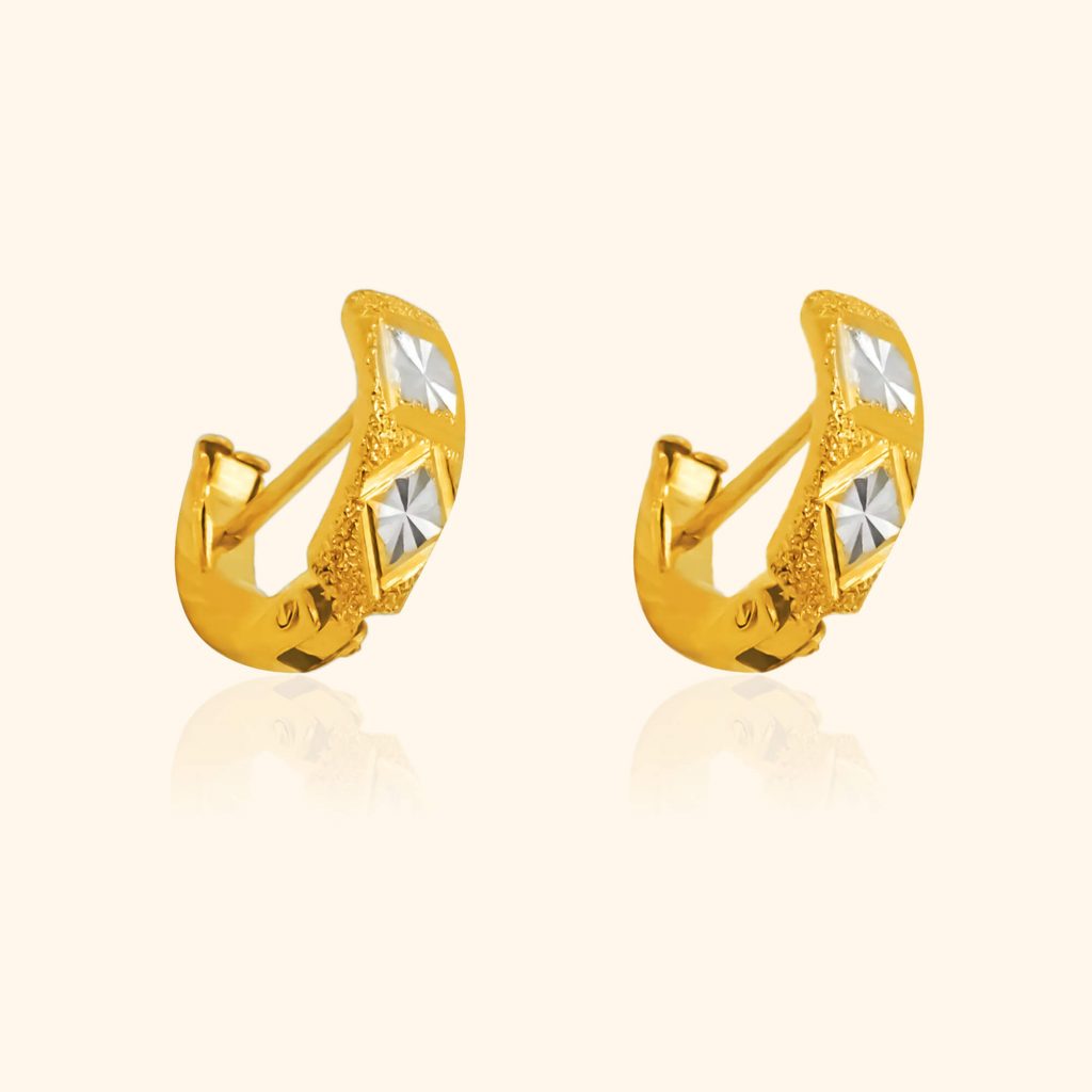 916 Duo Diamond Clip Earrings gold jewellery in singapore