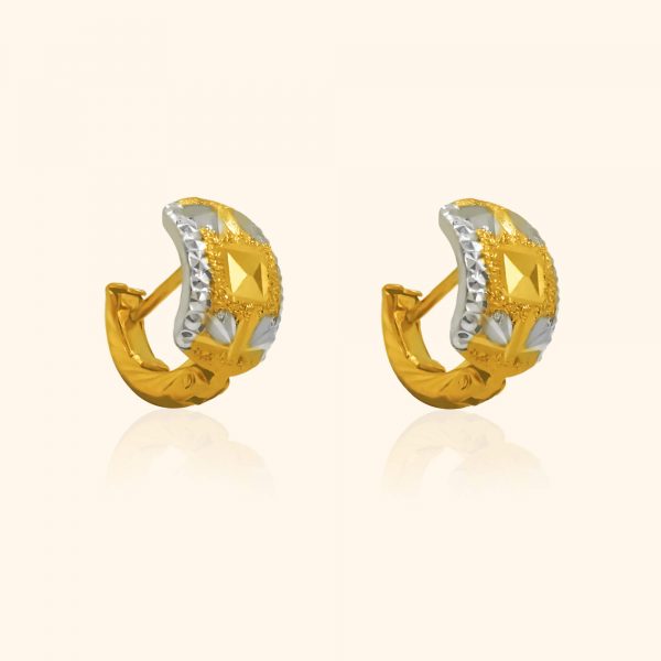 916 Duo Square Clip Earrings gold jewellery in singapore